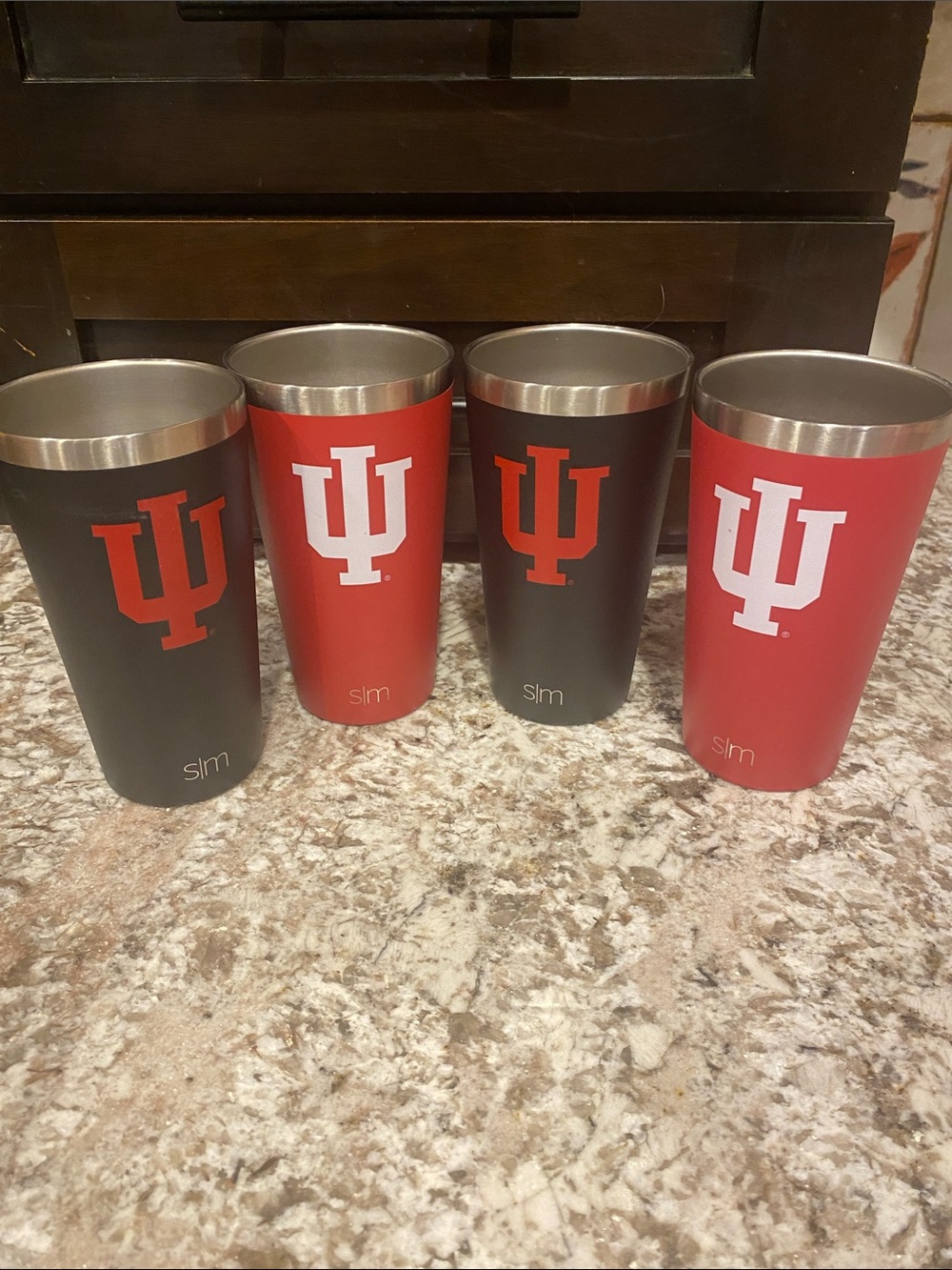 Slim Red and Black Indiana University Insulated Tumblers - Set of 4